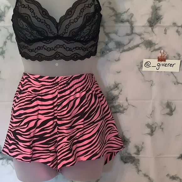Pink & Black Zebra Large Shorts Athletic/ Sleep Short - Picture 3 of 14